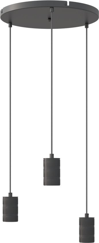 Calex Retro Lampa sufitowa - 3x E27 - Industrialna lampa wisząca - Ø40cm Okrągła lampa wisząca - Czarna MDRLED