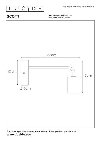 Lucide SCOTT - Wandleuchte - 1xE27 - Schwarz MDRLED