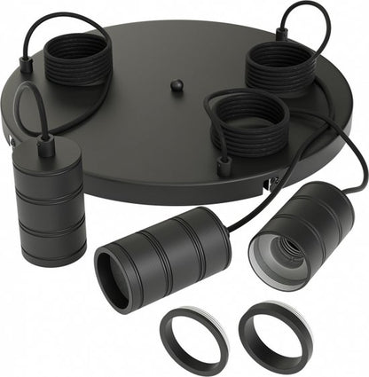 Calex Retro Deckenleuchte - 3x E27 - Industrielle Pendelleuchte - Ø40cm Runde Pendelleuchte - Schwarze MDRLED