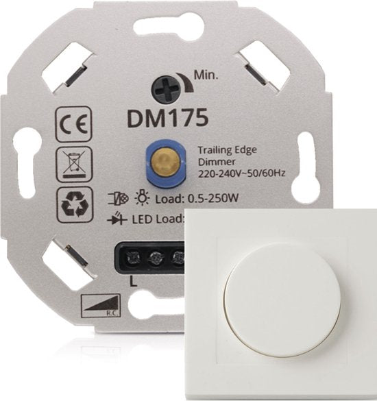 Universele LED Dimmer 0.5-200W Inbouw + Afdekplaat – Schakelaar