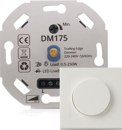 Universele LED Dimmer 0.5-200W Inbouw + Afdekplaat – Schakelaar