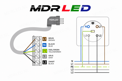Perilex aansluitkabel 3 meter 5 ader  EXTRA DIK -  KEMA KEUR MDR LED®