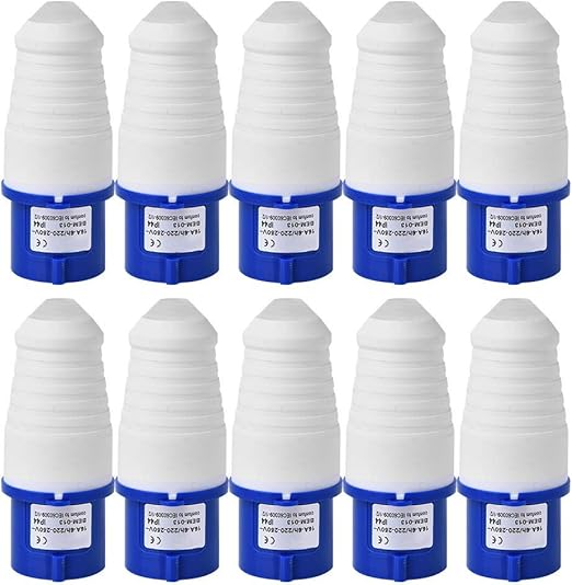 Industriële Contactdoosconnector | 3-Pins IP44 16A | Waterdicht & Vlam vertragend | Set van 10