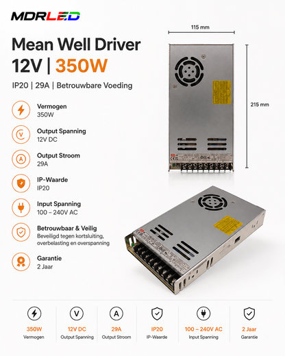 Mean Well Driver 12V | 350W | IP20 | 29A