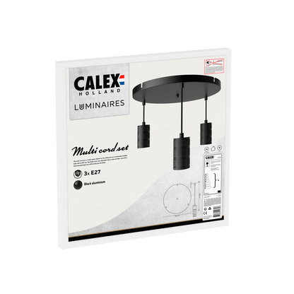 Calex Retro Deckenleuchte - 3x E27 - Industrielle Pendelleuchte - Ø40cm Runde Pendelleuchte - Schwarze MDRLED