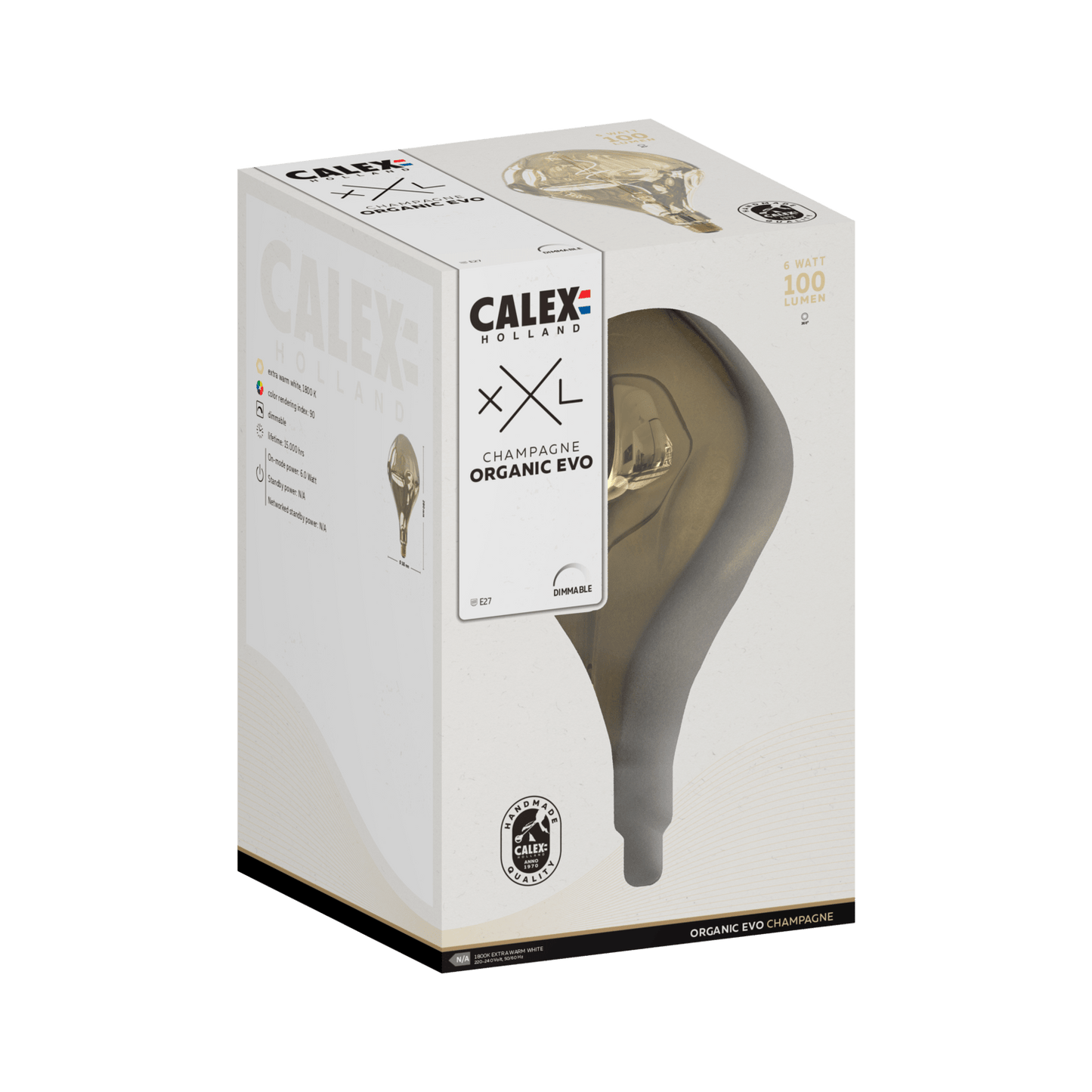 Calex XXL Organic EVO LED Lamp Champagne - E27 - 6W - Dimbaar MDRLED