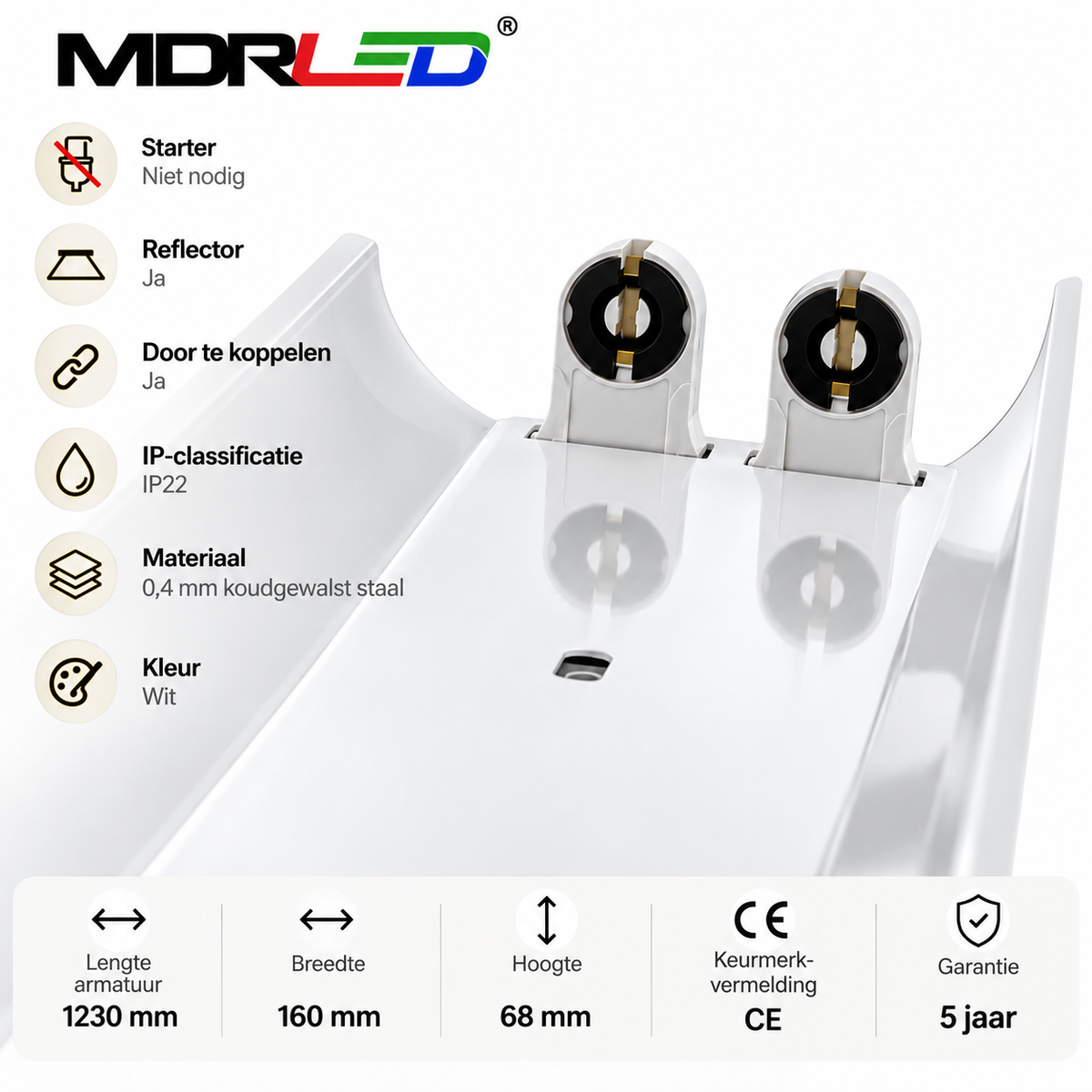 LED TL Armatuur 120cm – Dubbel – IP22 – 10 Stuks