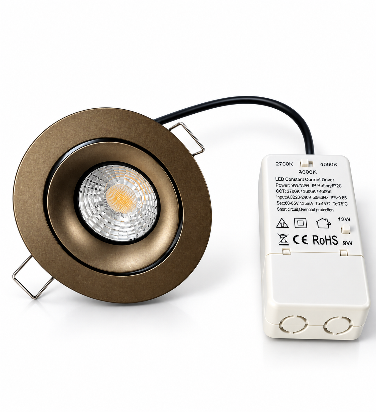 LED Inbouwspot Donkerbrons 9/12W CCT | CRI >98
