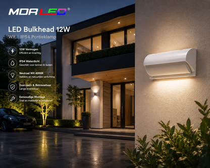 MDRLED® LED Bulkhead 12W Wit | IP54 Portieklamp
