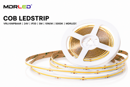COB LEDstrip 24V | IP20 | 5000K | 5M | 10W/M | Vrij Knipbaar | MDRLED®