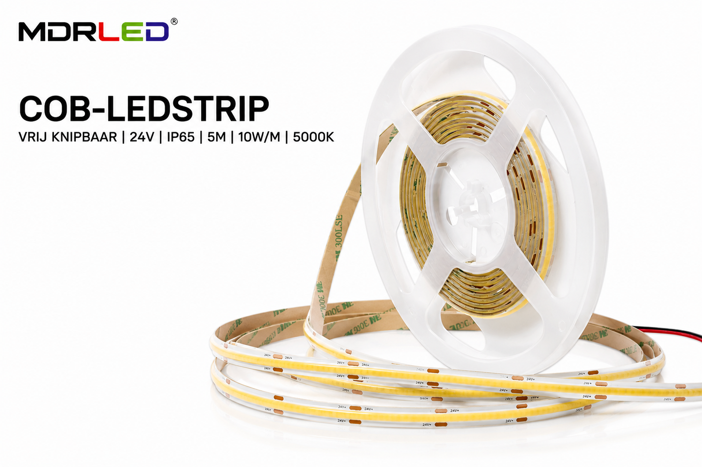 MDRLED® COB LED Strip 24V 5000K | IP65 | 5 Meter | 10W/m
