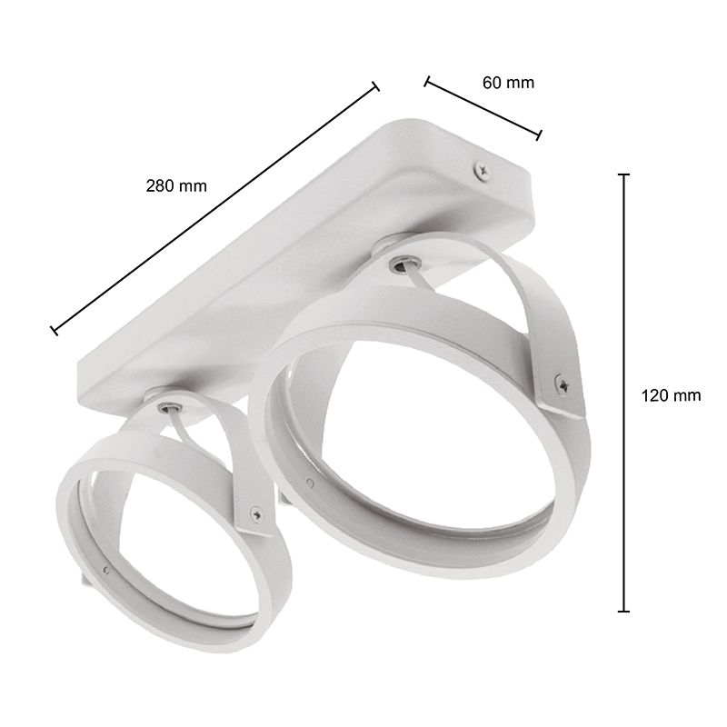 AR111 OPBOUWARMATUUR  2xGU10 FITTING  WIT MDRLED®