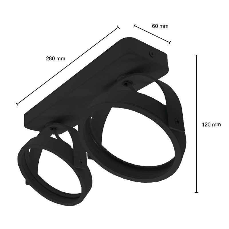 AR111 OPBOUWARMATUUR  2xGU10 FITTING  ZWART  MDRLED®