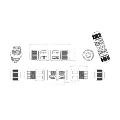 3-poliger, wasserdichter Schnellverbinder IP68 4-11 mm MDRLED®
