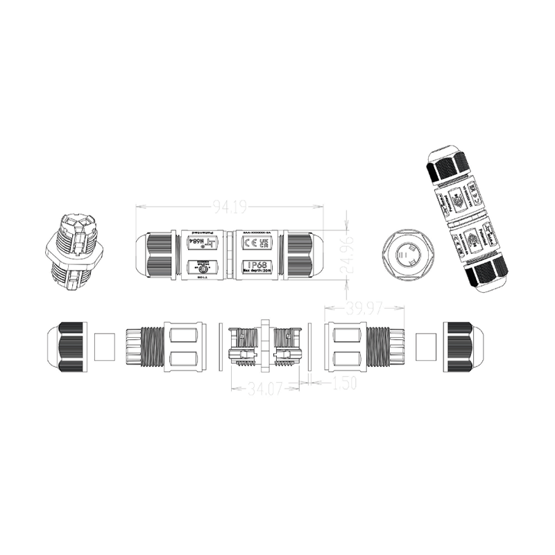 3-PINOWE SZYBKIE ZŁĄCZE WODOODPORNE IP68 4-11MM MDRLED®