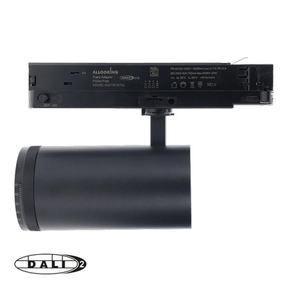 DALI 3-Fase Railspot Zoomable  20–35W  Zwart/Wit  CCT-Switch  DALI Dimbaar  15°–55°