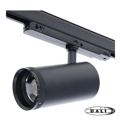 DALI 3-Fase Railspot Zoomable  20–35W  Zwart/Wit  CCT-Switch  DALI Dimbaar  15°–55°