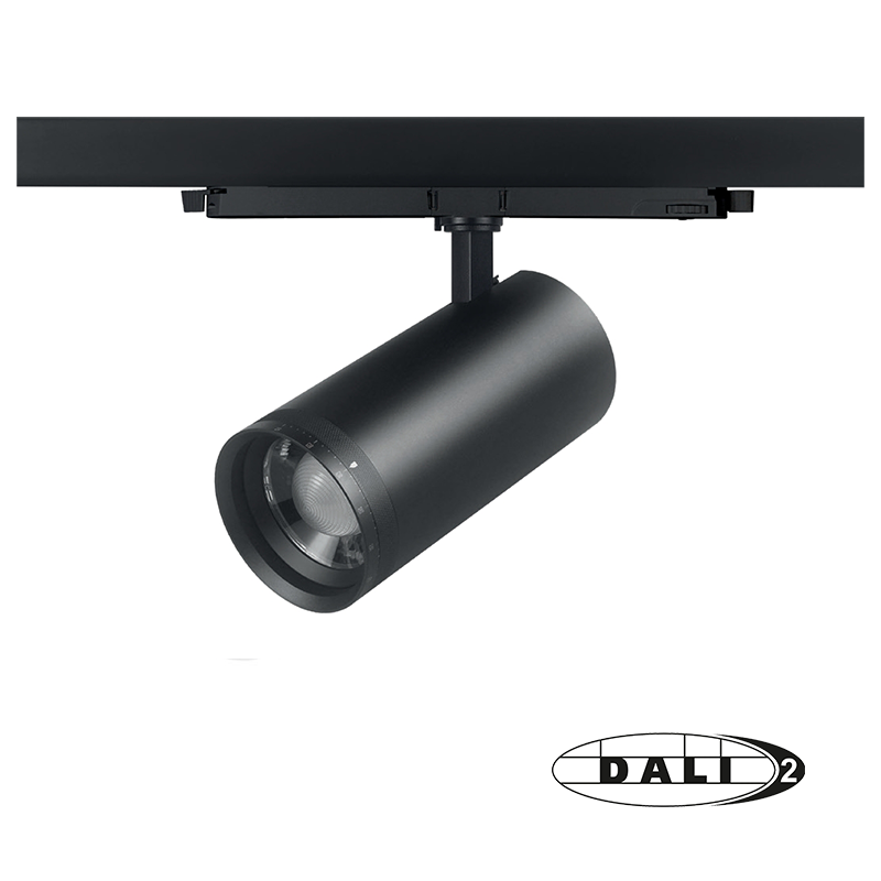 DALI 3-Fase Railspot Zoomable  20–35W  Zwart/Wit  CCT-Switch  DALI Dimbaar  15°–55°
