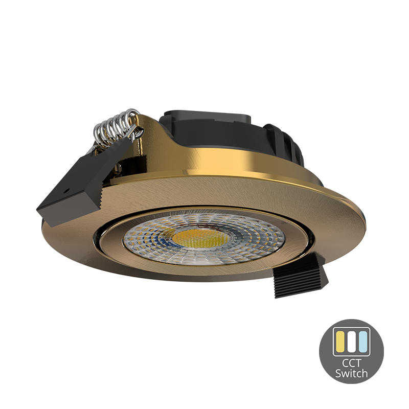 LED INBOUWSPOT  MIRAN  SLIM-FIT  6W  DIM  MESSING  CCT-SWITCH  IP65