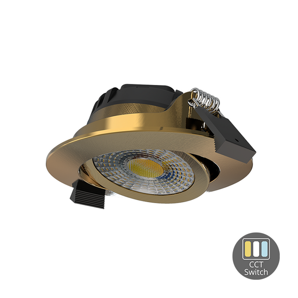 LED INBOUWSPOT  MIRAN  SLIM-FIT  6W  DIM  MESSING  CCT-SWITCH  IP65