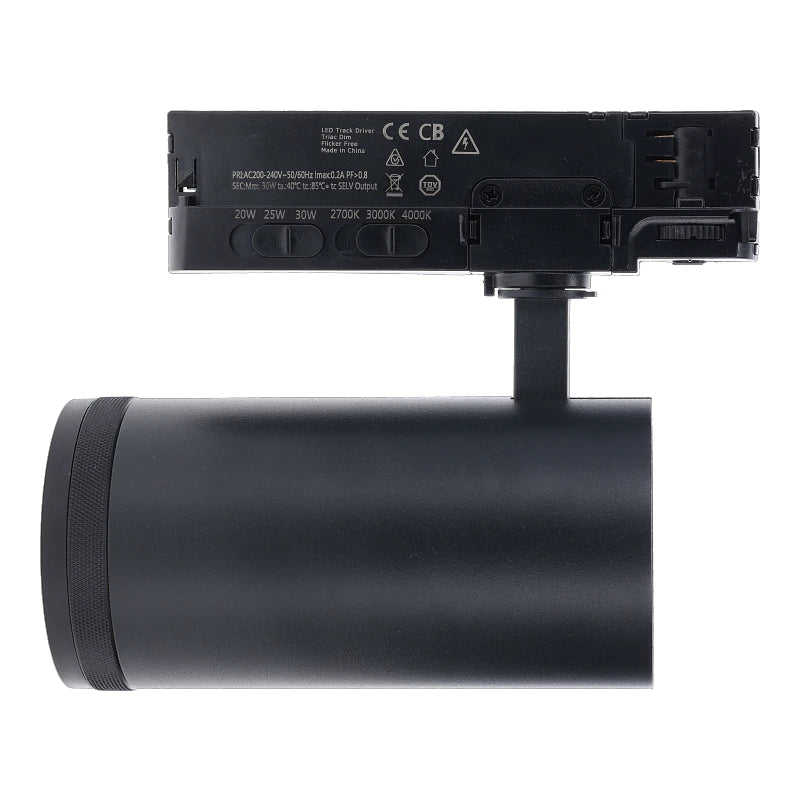 MDRLED® Zoomable 3-Fase Railspot 20W / 25W / 30W  Zwart  CCT Switch  15°–55°