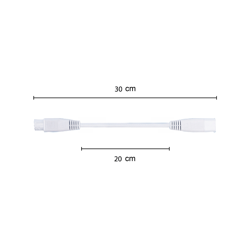 T5 Koppel Kabel 30cm  Male/Female Connector Wit  Voor T5 LED TL Buizen 10 stuks