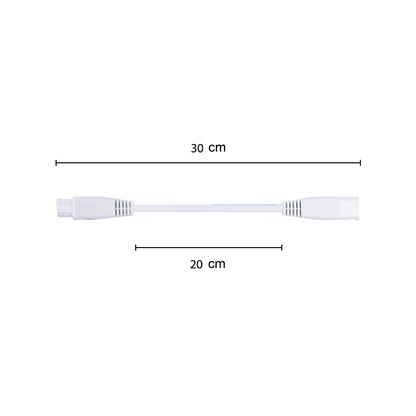 T5 Koppel Kabel 30cm  Male/Female Connector Wit  Voor T5 LED TL Buizen 10 stuks