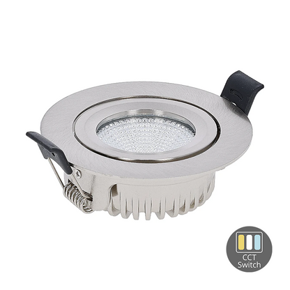 LED Inbouwspot  Luna  6W  Dimbaar  Zilver  CCT-Switch  IP65