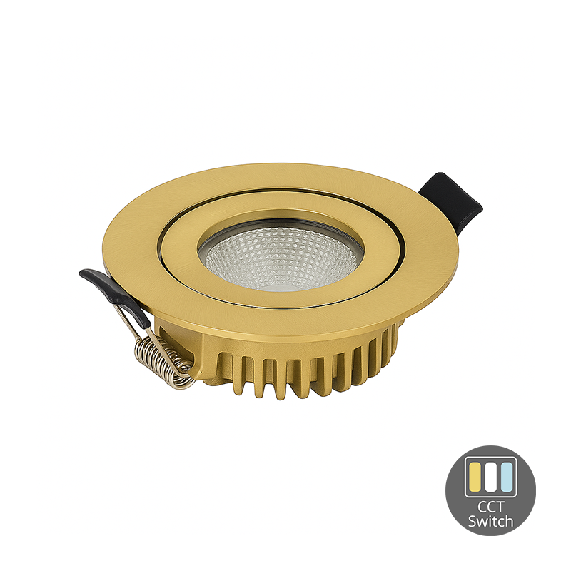 LED Inbouwspot LUNA 6W  Dimbaar  Messing  CCT-Switch  IP65