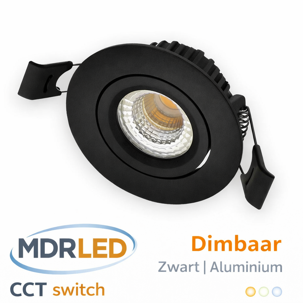 Inbouwspot 5W Zwart IP65 CCT Ø55 MDRLED
