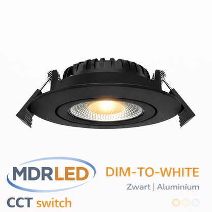 LED Inbouwspot Zwart 5W 7W IP65 Dimbaar CCT