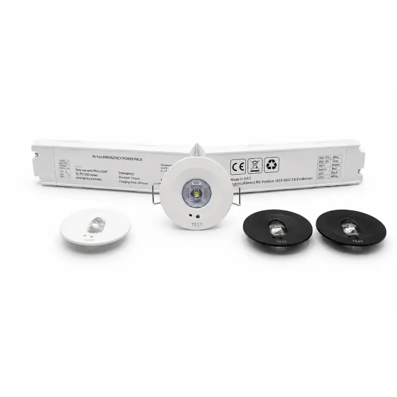 LED Noodverlichting Inbouwspot Wit/Zwart  360° & Corridor Lens  Self-Test  IP20