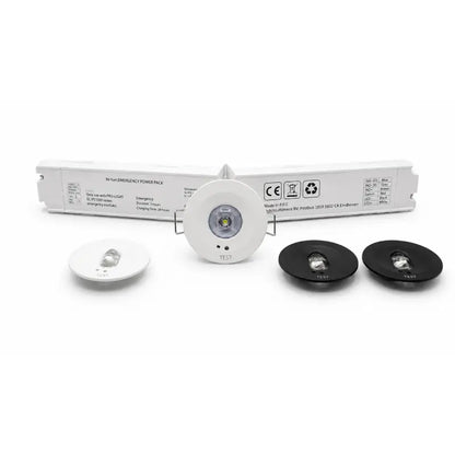 LED Noodverlichting Inbouwspot Wit/Zwart  360° & Corridor Lens  Self-Test  IP20