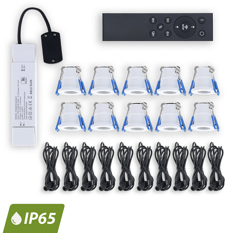 Inbouwspot Tolos Set 10 Stuks IP65 3W Met Afstandsbediening