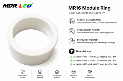 Witte Ring | Voor MR16 LED Module | Ø50 mm | Wit | MDRLED®