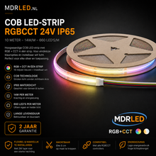 COB LED Strip RGBCCT 24V IP65 10 Meter – 14W/m 660 LED/m RGB+CCT