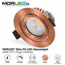 MDRLED® Slim-Fit LED Inbouwspot 4/6W | CCT | Koper | Dimbaar