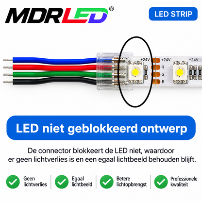 MDRLED® LED Strip RGB Klikconnector | 4-PIN | 10mm | 50cm | 50 Stuks