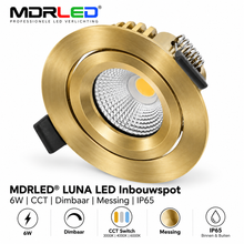 MDRLED® LUNA LED Inbouwspot 6W | CCT | Messing | Dimbaar | IP65