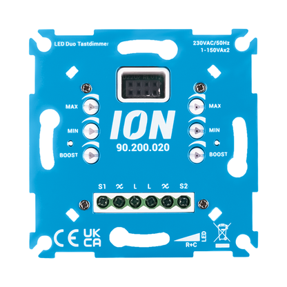 LED DUO TASTDIMMER  2×0.3-150 WATT (90.200.020)  ION INDUSTRIES MDRLED®