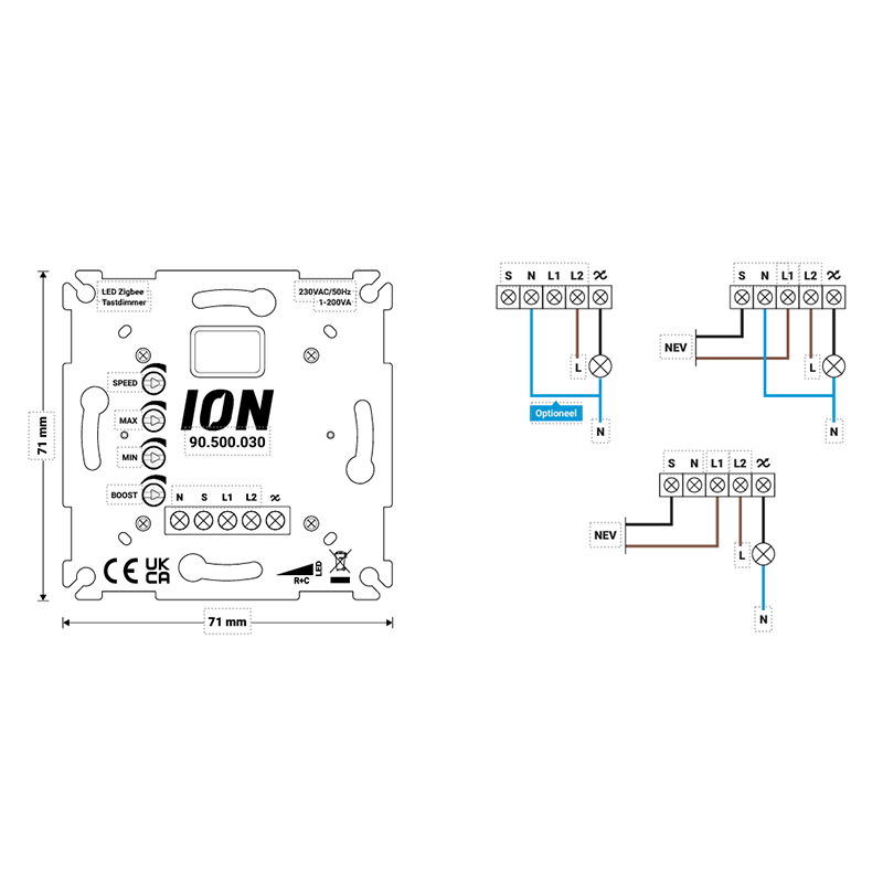 LED ZIGBEE TASTDIMMER  0.3-200 WATT  ION INDUSTRIES  90.500.030 MDRLED®