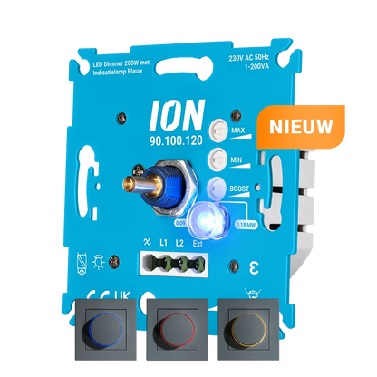 ION INDUSTRIES | LED Dimmer 200 Watt met Indicatielamp Blauw