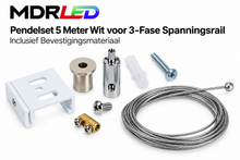 Pendelset 5 Meter Wit voor 3-Fase Spanningsrail – Inclusief Bevestigingsmateriaal