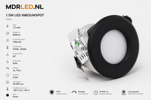 LED MINI INBOUWSPOT 1.5W DIM ZWART MDR LED