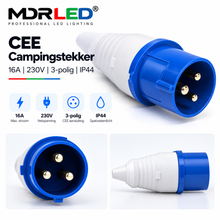 CEE campingstekker | 16A | 230V | 3-polig | IP44 | Blauw