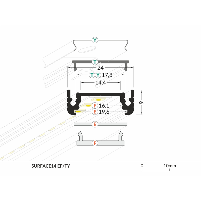 PROFIL MDR 14MM SREBRNY 2M MDRLED®