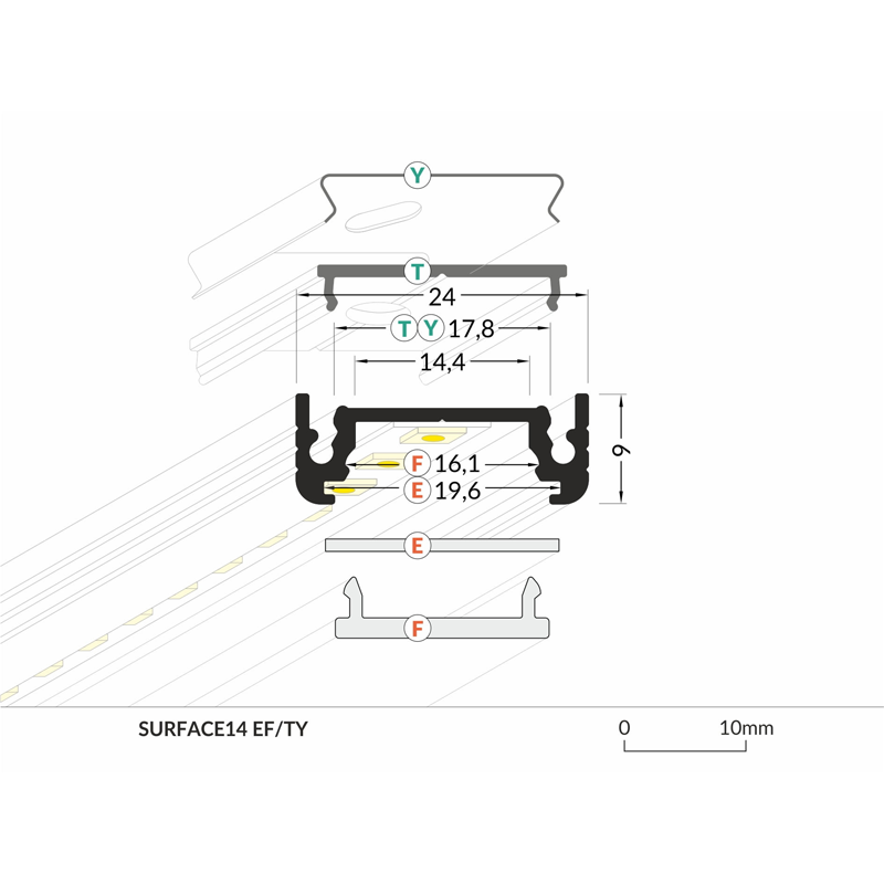 PROFIL MDR 14MM CZARNY 2M MDRLED®