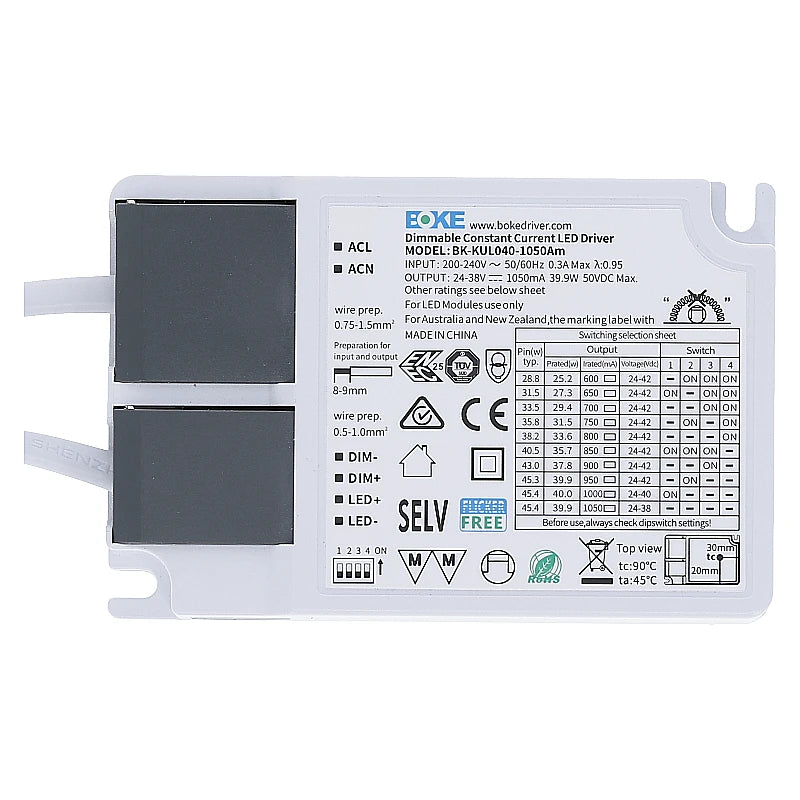 BOKE CONSTANT CURRENT | 1-10V DIMBAAR DRIVER | 600-1050mA | 42 WATT