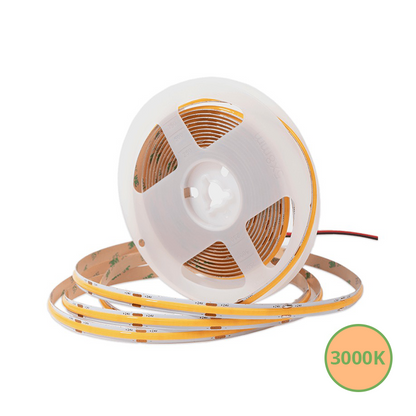 COB LEDstrip 24V | IP20 | 3000K | 5M | 10W/M | Vrij Knipbaar | MDRLED®