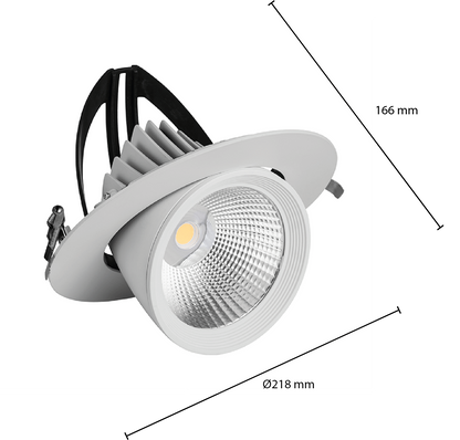 LED Downlight MDRLED® Kantelbaar Ø195 – 40W  3000K / 4000K  UGR 21 | CRI 91
